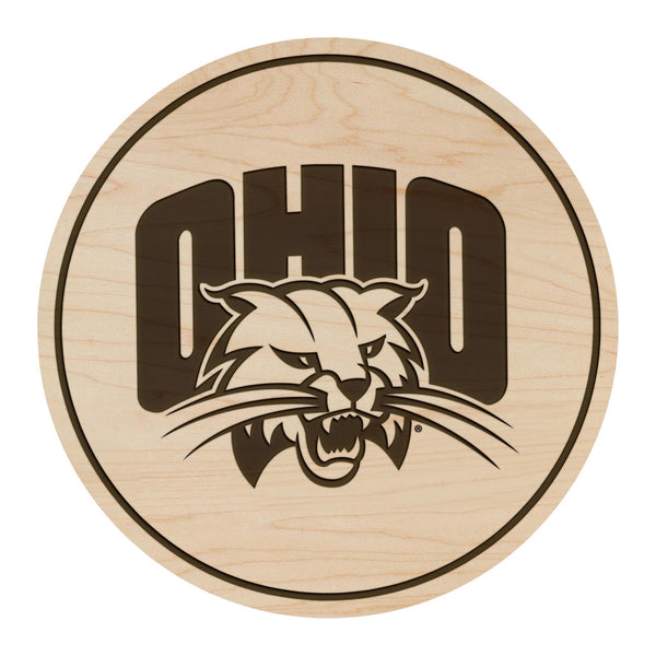 Ohio University Bobcats Coaster – Crafted from Cherry or Maple Wood – Ohio University Bobcats