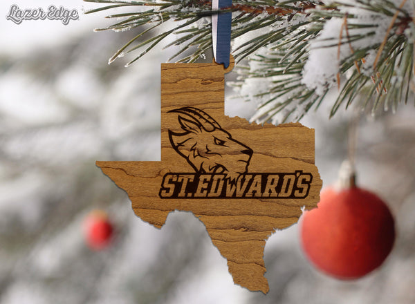 St. Edward's University Ornament – Crafted from Cherry Wood – St. Edward's Hilltoppers