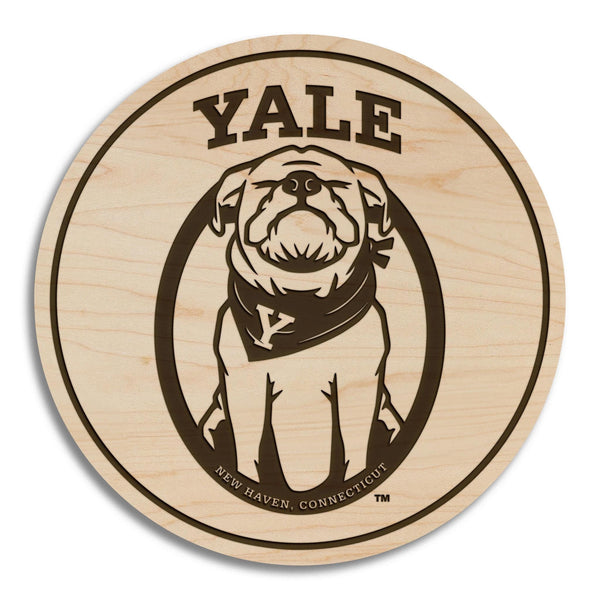 Yale University Bulldog Coaster – Crafted from Cherry or Maple Wood – Yale Bulldogs
