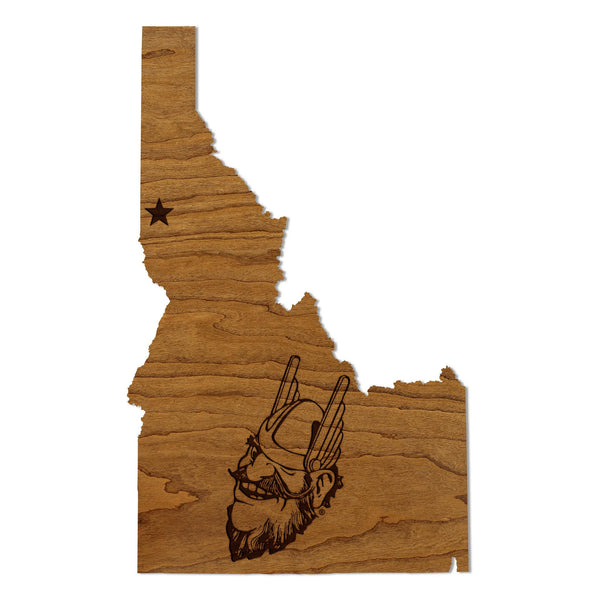University of Idaho Vandal Joe on State Wall Hanging - Crafted from Cherry and Maple Wood - University of Idaho Vandals