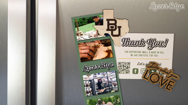 Baylor University BU on State Magnet - Crafted from Cherry or Maple Wood - Baylor Bears