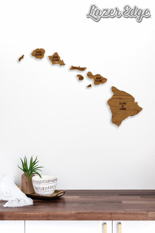 Hawaii County Map Wall Hanging - Crafted from Cherry or Maple Wood