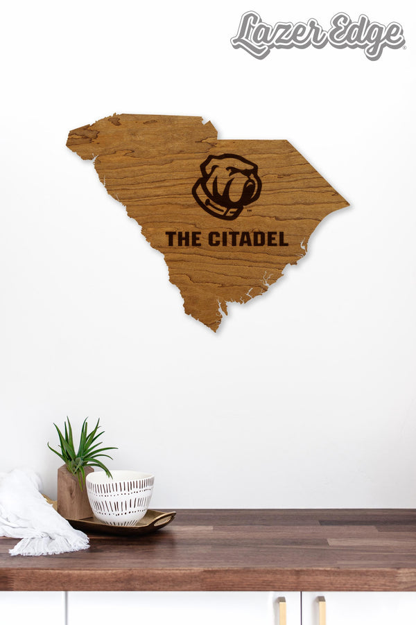The Citadel Bulldog on State Wall Hanging – Crafted from Cherry and  Maple Wood - The Citadel Cadets