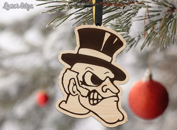 Wake Forest University Demon Deacon Ornament – Crafted from Cherry and Maple Wood – Wake Forest Demon Deacons