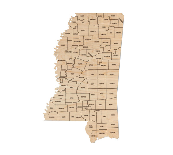 Mississippi County Map Wall Hanging - Crafted from Cherry or Maple Wood