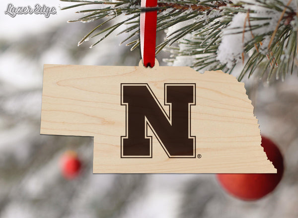 University of Nebraska N on State Ornament - Crafted from Cherry or Maple Wood - Nebraska Huskers