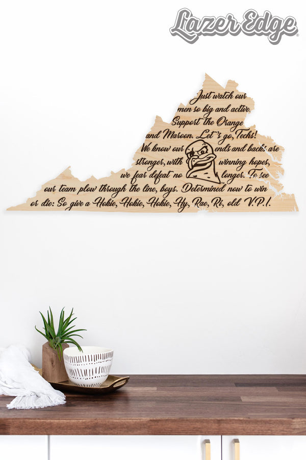 Virginia Tech Fight Song Wall Hanging - Crafted from Cherry and Maple Wood - Virginia Tech Hokies
