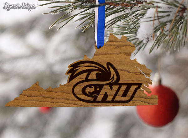 Christopher Newport University Secalt on State Ornament – Crafted from Cherry and Maple Wood – CNU Captains