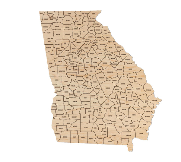 Georgia County Map Wall Hanging - Crafted from Cherry or Maple Wood