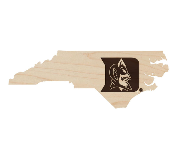 Duke University Blue Devil Iron D on State Magnet - Crafted from Cherry or Maple Wood - Duke Blue Devils