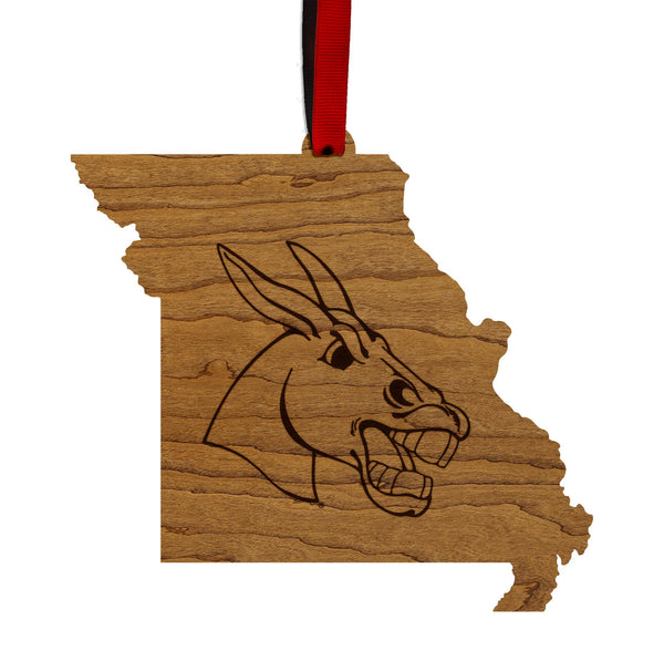 University of Central Missouri Mules Ornament – Crafted from Cherry and Maple Wood – Central Missouri Mules