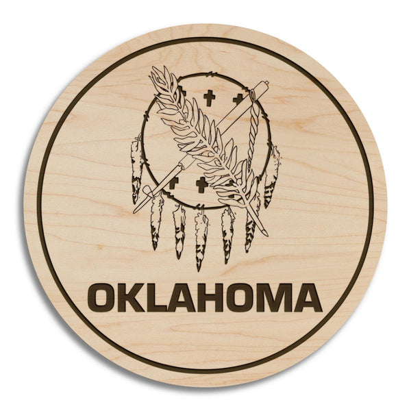 Oklahoma State Flag Coaster - Crafted from Cherry or Maple Wood