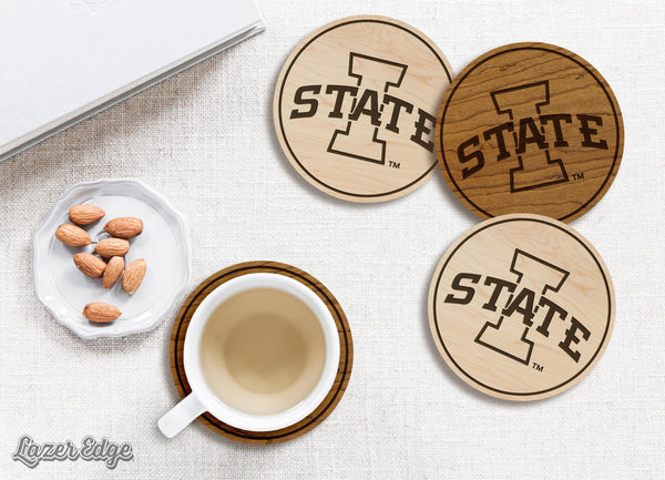 Iowa State University Logo Coaster – Crafted from Cherry or Maple Wood – Iowa State Cyclones