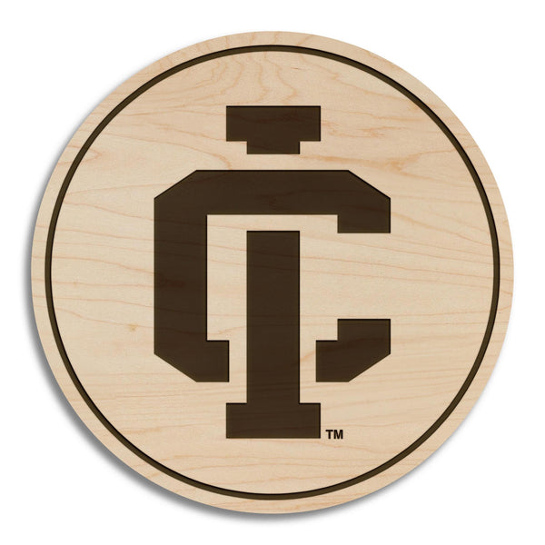 Ithaca College Monogram Coaster – Crafted from Cherry or Maple Wood – Ithaca Bombers