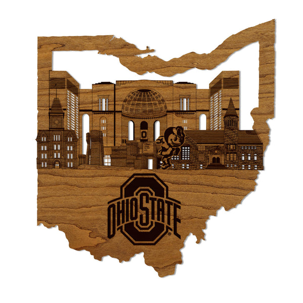 Ohio State University Skyline Wall Hanging - Crafted from Cherry or Maple Wood