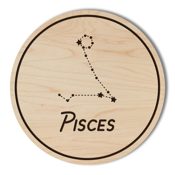 Pisces Constellation Zodiac Coaster – Crafted from Cherry or Maple Wood
