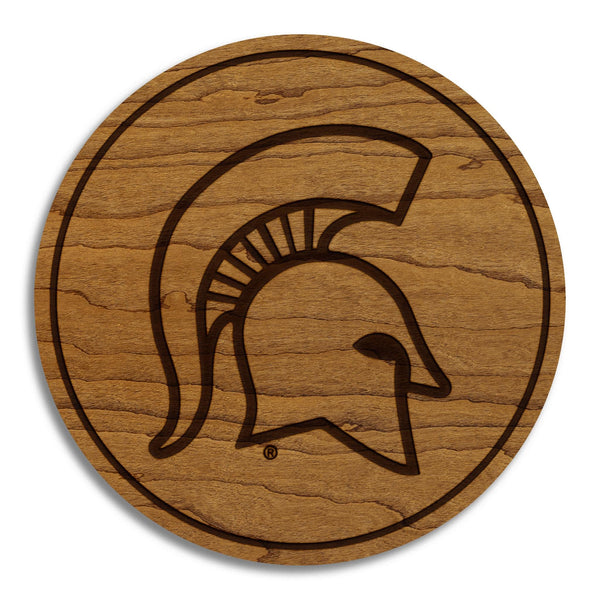 Michigan State University Spartan Coaster – Crafted from Cherry or Maple Wood – Michigan State Spartans