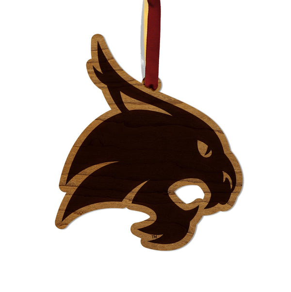 Texas State University Bobcats Ornament – Crafted from Cherry and Maple Wood – Texas State Bobcats