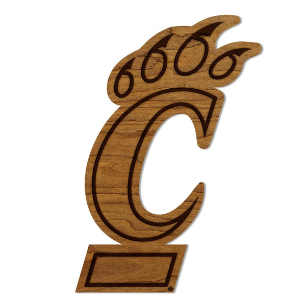 University of Cincinnati Bearcat Cutout Wall Hanging - Crafted from Cherry and Maple Wood - Cincinnati Bearcats