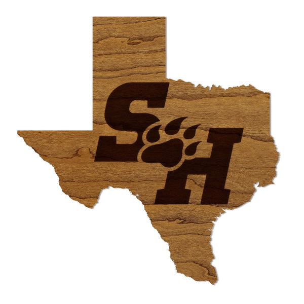 Sam Houston State University Bearkat on State Magnet - Crafted from Cherry or Maple Wood - Sam Houston Bearkats