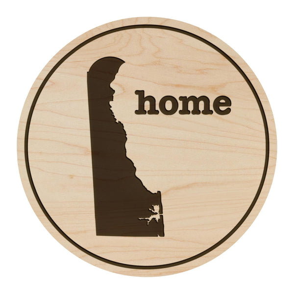 Delaware Home State Map Coaster - Crafted from Cherry or Maple Wood