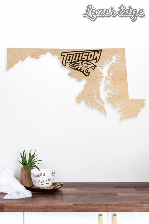Towson University Tiger on State Wall Hanging – Crafted from Cherry and  Maple Wood - Towson Tigers