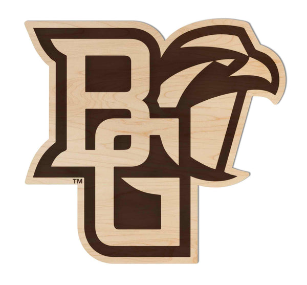Bowling Green State University BG with Falcon Wall Hanging - Crafted from Cherry or Maple Wood - BGSU Falcons
