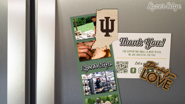 Indiana University IU on State Magnet - Crafted from Cherry or Maple Wood - Indiana Hoosiers