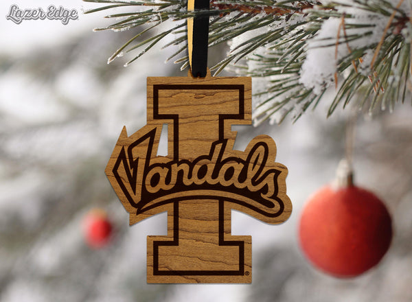 University of Idaho Vandals Ornament – Crafted from Cherry and Maple Wood – Idaho Vandals