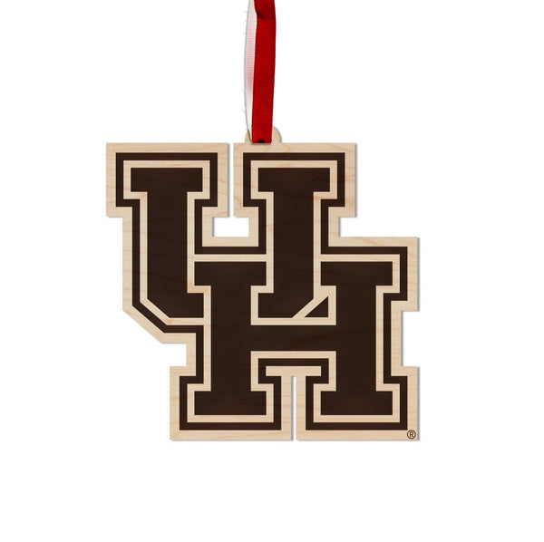 University of Houston UH Ornament – Crafted from Cherry and Maple Wood – Houston Cougars