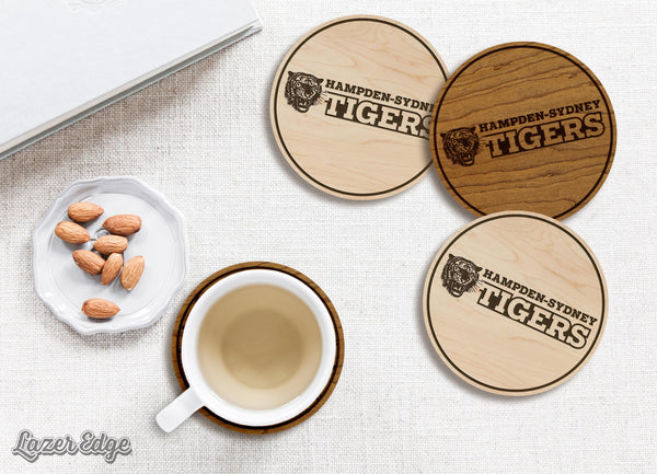 Hampden-Sydney College Tigers Coaster – Crafted from Cherry or Maple Wood – Hampden-Sydney Tigers