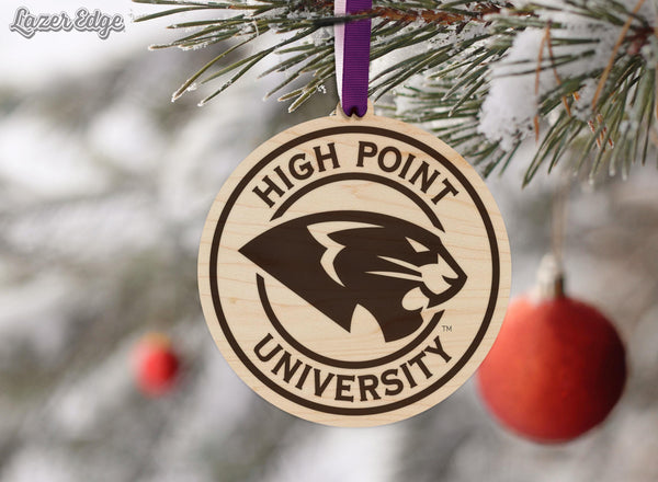 High Point University Panthers Ornament – Crafted from Cherry Wood or Maple Wood – High Point Panthers