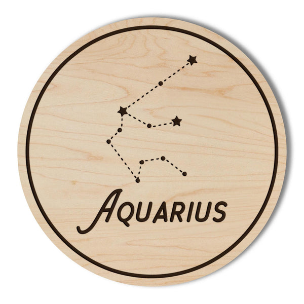 Aquarius Constellation Zodiac Coaster – Crafted from Cherry or Maple Wood