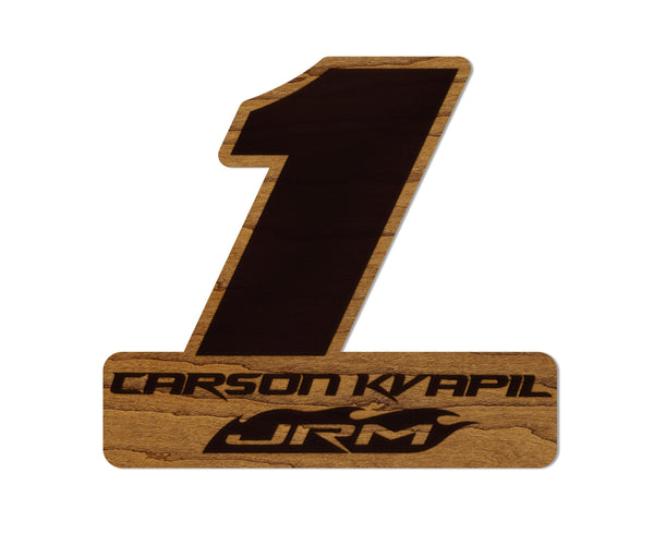 Carson Kvapil #1 Wooden Magnet | Crafted from Cherry and Maple Wood | Made in USA | Officially Licensed by JR Motorsport