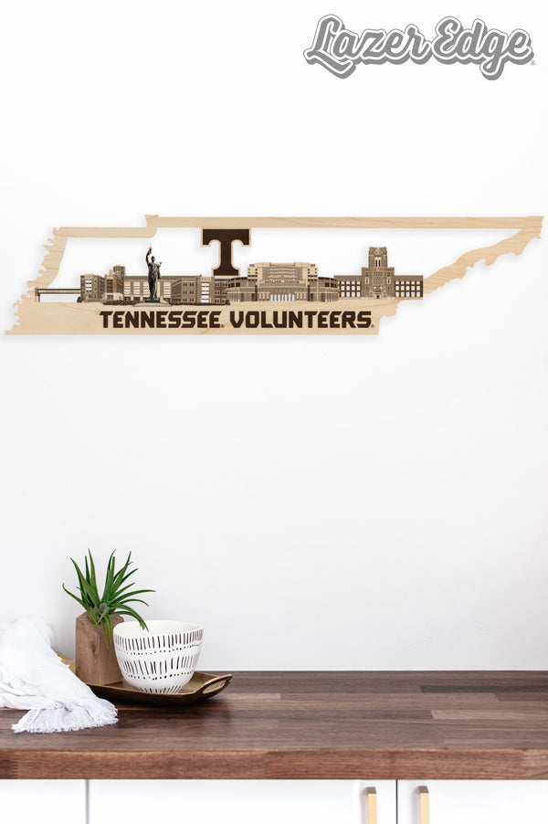 University of Tennessee Skyline Wall Hanging - Crafted from Cherry and Maple Wood - University of Tennessee Volunteers