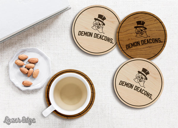 Wake Forest University Arched Demon Deacons Coasters – Crafted from Cherry Wood – Wake Forest Demon Deacons