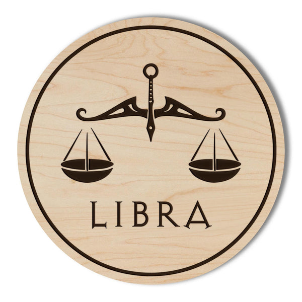 Libra Symbol Zodiac Coaster – Crafted from Cherry or Maple Wood