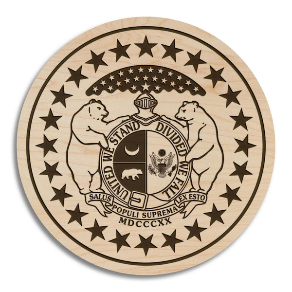 Missouri State Flag Coaster - Crafted from Cherry or Maple Wood