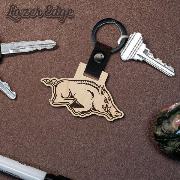 Arkansas Razorbacks Wooden Keychain – Crafted from Cherry or Maple Wood