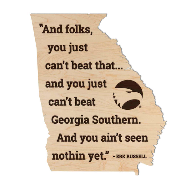 Georgia Southern University Quote on State Wall Hanging - Crafted from Cherry or Maple Wood - Georgia Southern Eagles