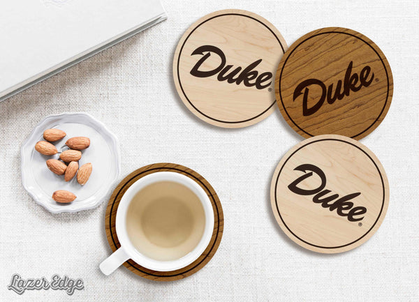 Duke Blue Devils Duke Wordmark Coaster– Crafted from Cherry or Maple Wood – Duke University