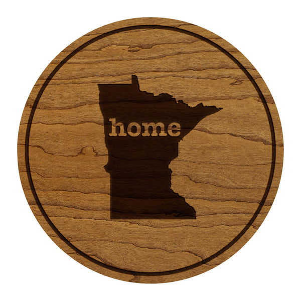Minnesota Home State Map Coaster - Crafted from Cherry or Maple Wood