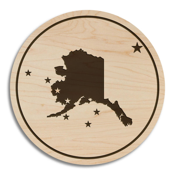 Alaska State Flag Coaster - Crafted from Cherry or Maple Wood