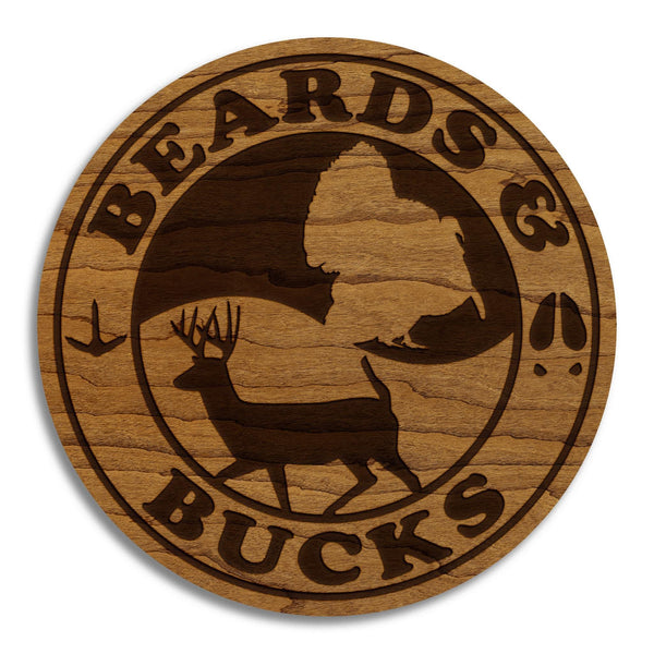 Beards & Bucks Coaster – Crafted from Cherry or Maple Wood