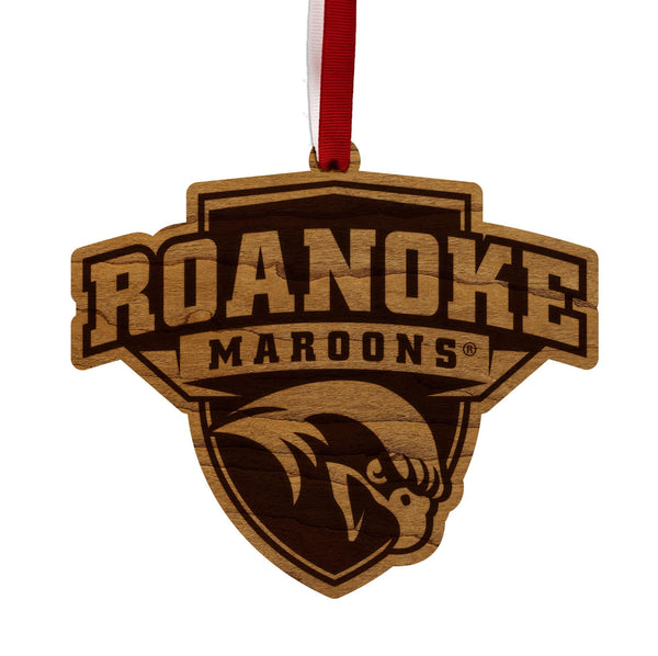Roanoke College Maroons Ornament – Crafted from Cherry and Maple Wood – Roanoke Maroons