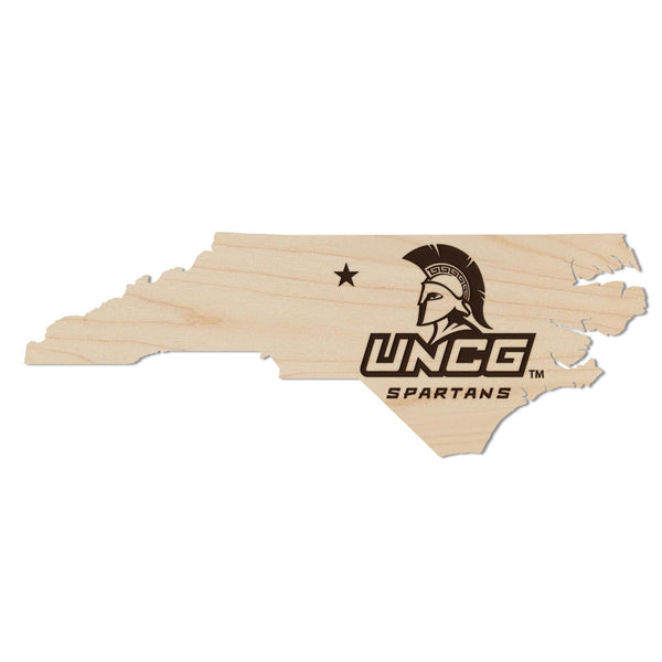 University of North Carolina Greensboro Spartans on State Magnet - Crafted from Cherry or Maple Wood - UNC Greensboro Spartans