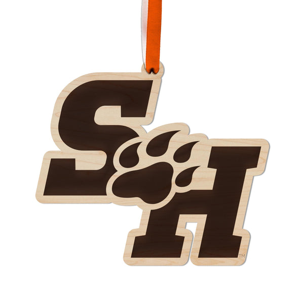 Sam Houston State University Bearkat Ornament – Crafted from Cherry and Maple Wood – Sam Houston Bearkats