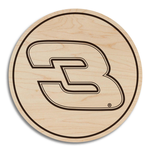 Stylized #3 Wooden Coaster  | Crafted from Cherry and Maple Wood | Made in USA | Officially Licensed by Richard Childress Racing