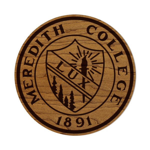 Meredith College Seal Magnet - Crafted from Cherry or Maple Wood - Meredith College Avenging Angels