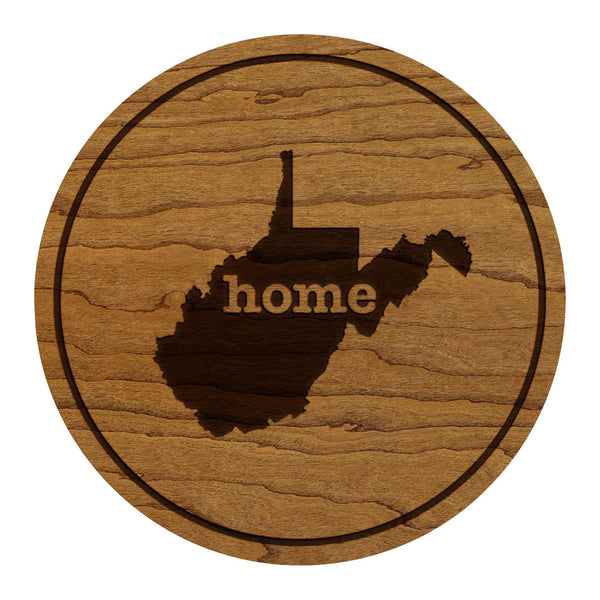 West Virginia Home State Map Coaster - Crafted from Cherry or Maple Wood